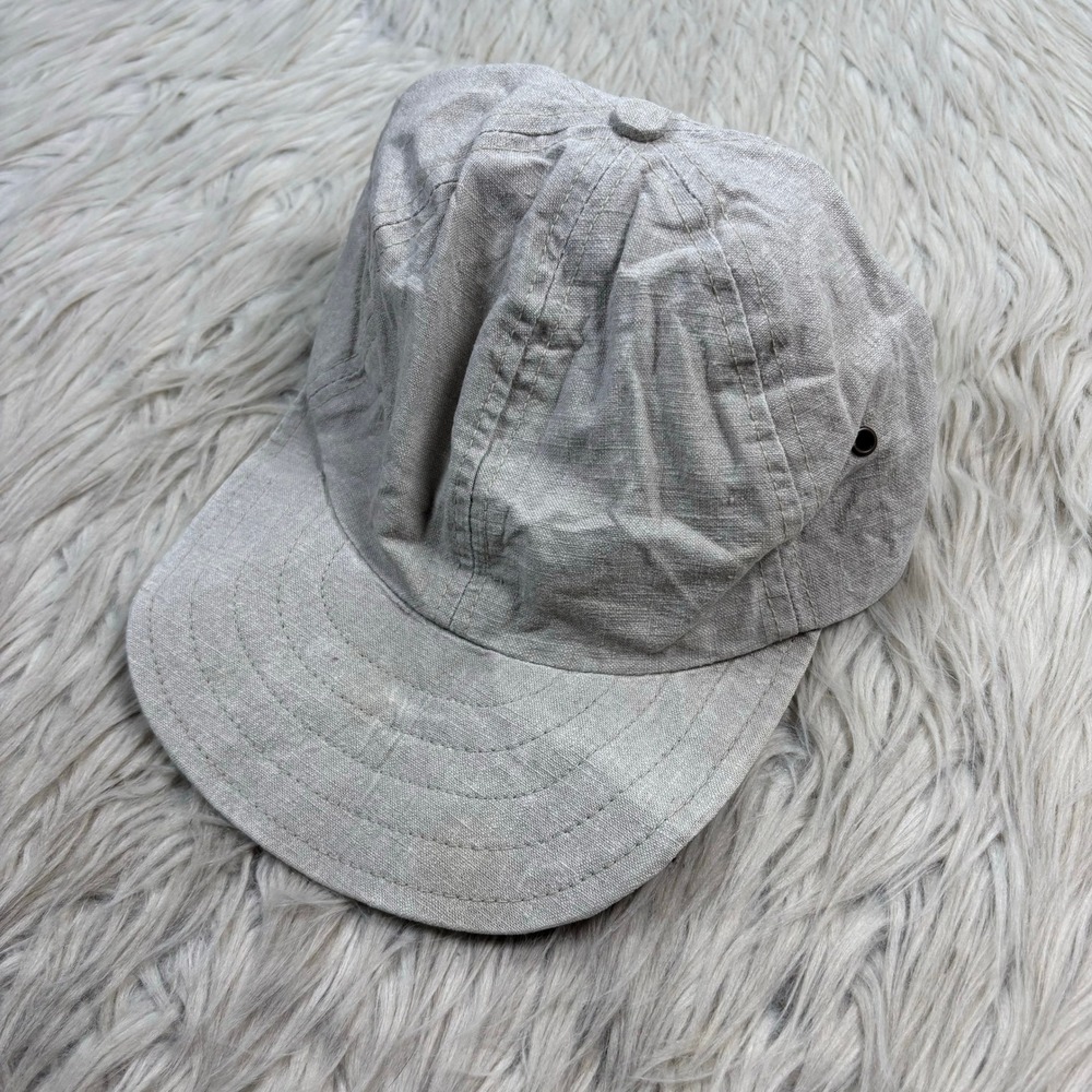 Vintage J.Crew Oarsman Men's L Beige Linen Unstructured Baseball Hat Union Made